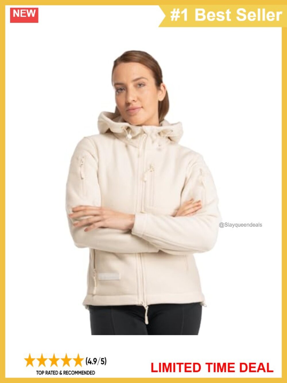 Tactical Fleece Hoodie Full Zip 12 Pocket Windproof Womens Jacket